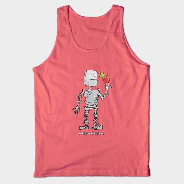 Confused Robot with Apple Tank Top by witterworks